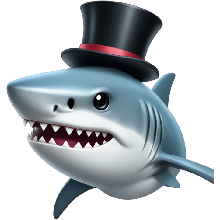 Shark with a top hat emoji