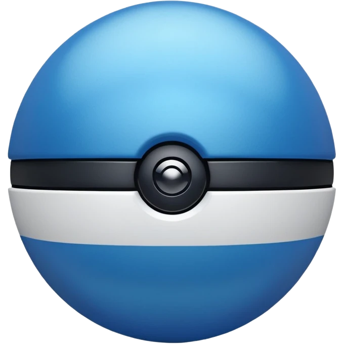 blue pokeball emoji, top half is a more saturated blue, bottom half is white, black stripe, with a metallic sheen emoji