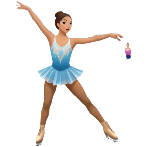 An icon featuring a graceful figure skater performing a flawless routine on an ice rink. The background shows a grand arena, Madison Square Garden, filled with spectators. Snowflakes and spotlights add to the elegance and beauty of the performance. Transparent background. emoji