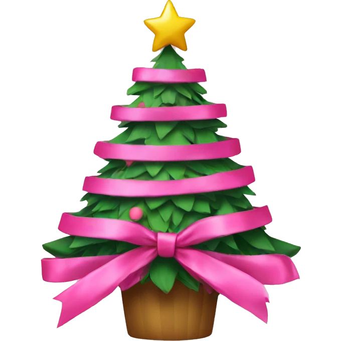 christmas tree with pink bows emoji