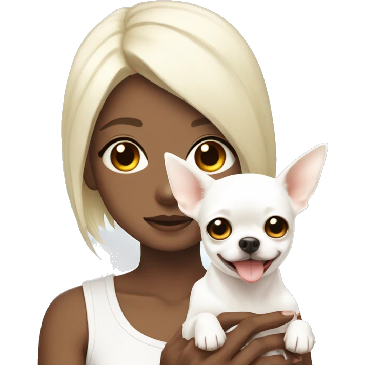 Cute anime girl and his white chihuahua emoji