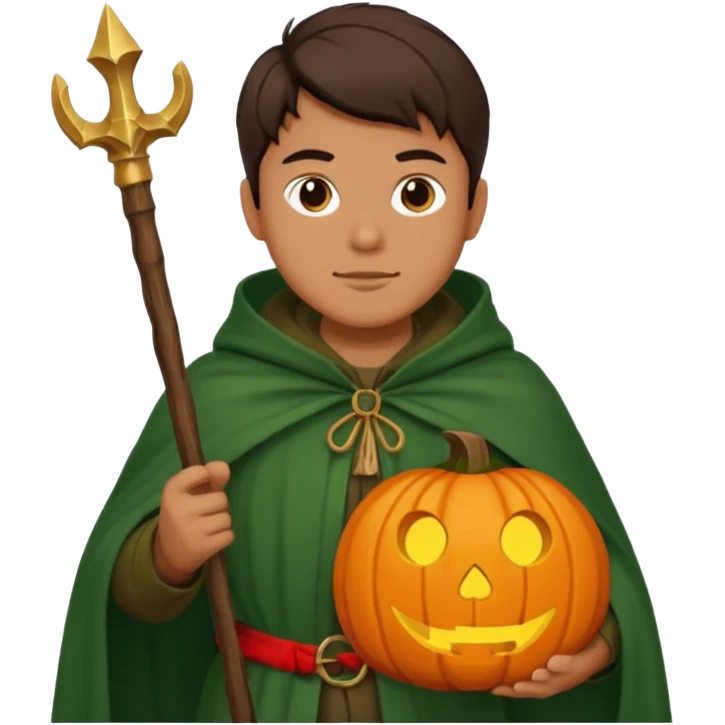 Hunter With Jack o Lantern, with wand emoji