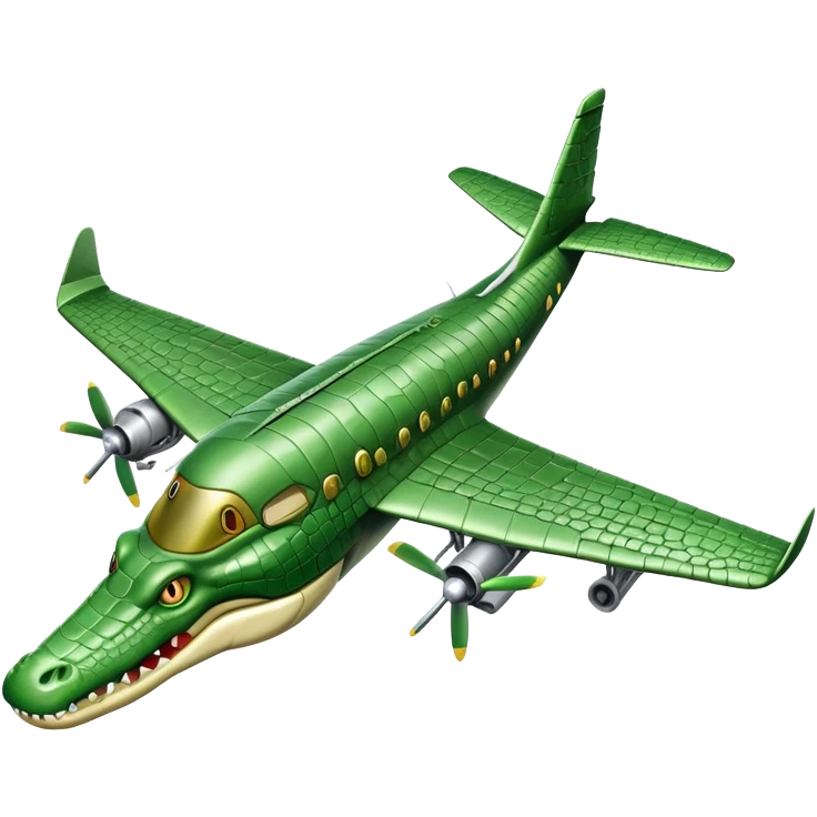 bombardilo crocodilo a green crocodile that is a war plane (a war plane with crocodile's head) emoji