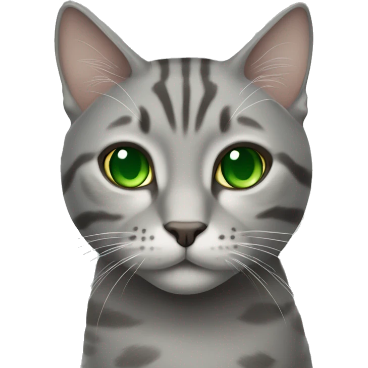 grey tabby cat with green eyes emoji