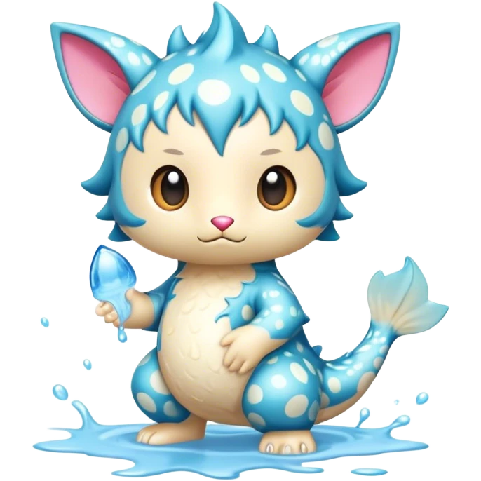 an edgy cute kawaii vernid-fionbri with splash patterns full body emoji