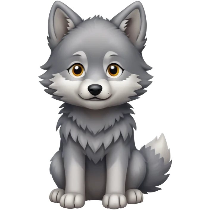 Wolf puppy  cute, full body, gray emoji