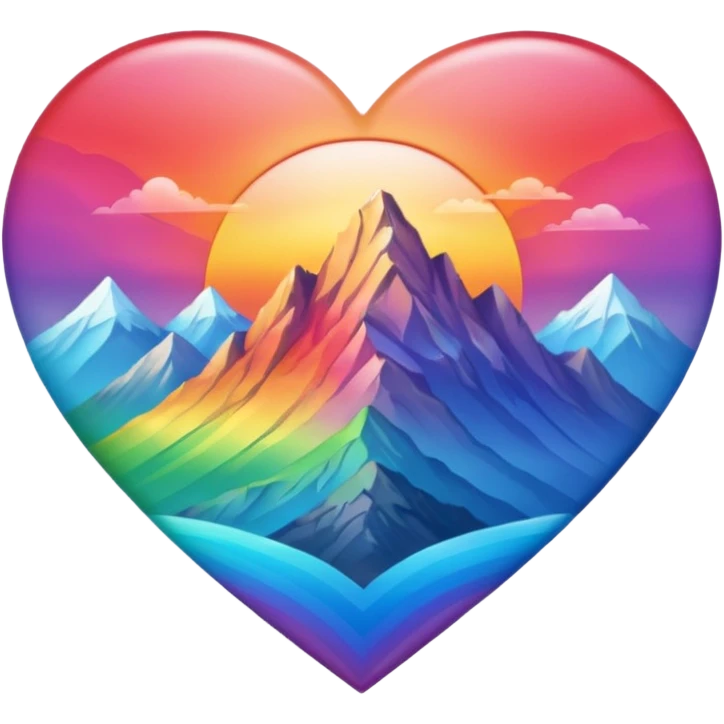 heart with rainbow gradient and mountain emoji