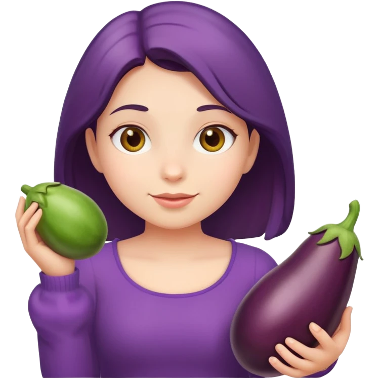 girl holding an eggplant emoji