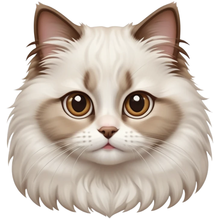 cinematic-adorable-big-eyed-fluffy-white brown-ragdoll-cat-portrait-emoji,-head-tilted-playfully-with-a-sweet-expression,-fluffy-white brown-fur,-simplified-yet-irresistibly-cute-features-with-large,-expression, emoji