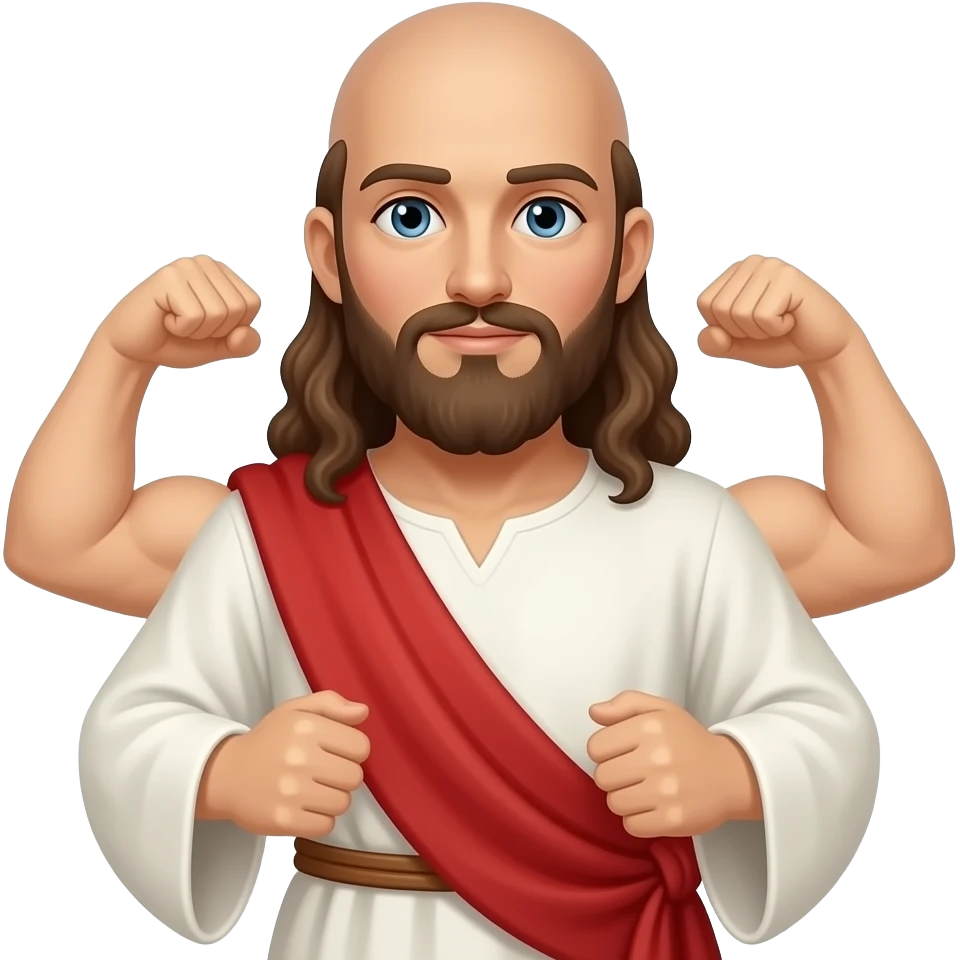 Jesus bald head big biceps emoji