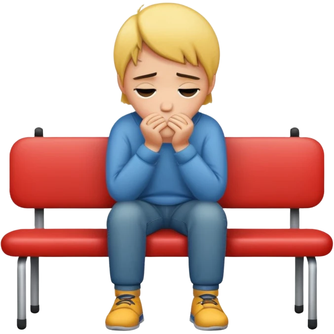 A person sitting with sad feeling emoji