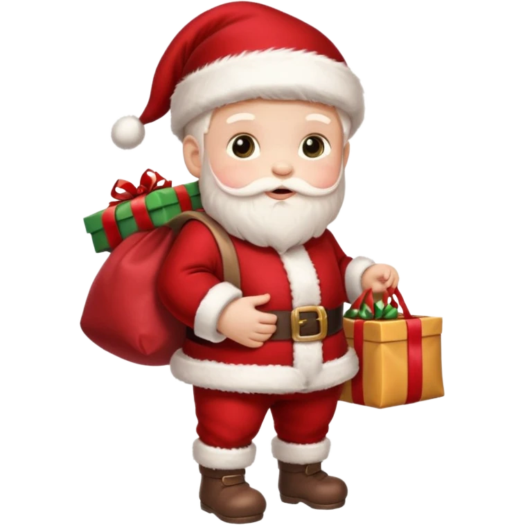 baby Santa Claus is carrying a bag of presents  emoji
