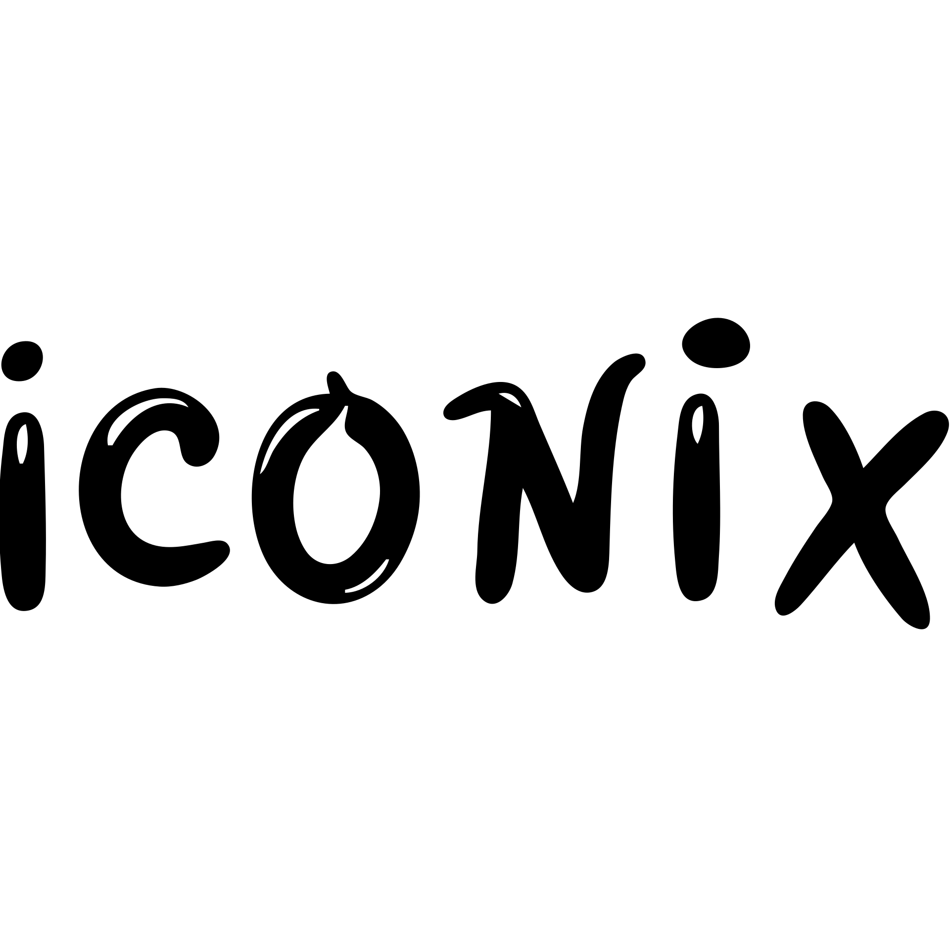 'ICONIX' text in hand drawn outlined icon style with no fill emoji