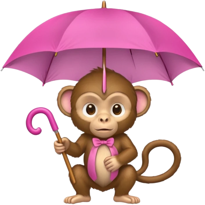 monkey with pink umbrella closeup view emoji