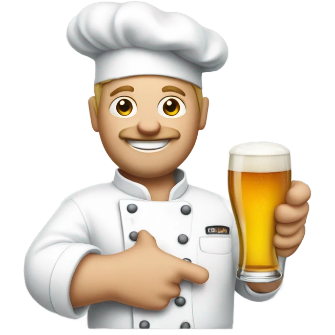 White chef holding a beer in right hand and a golf club in left hand emoji