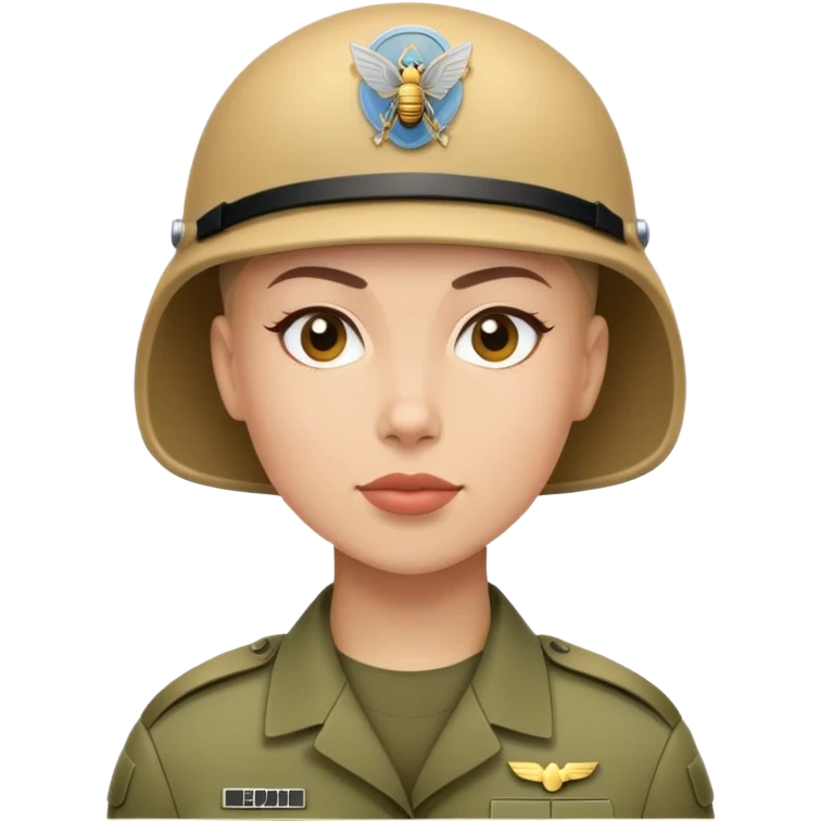 female soldier with a buzz cut emoji