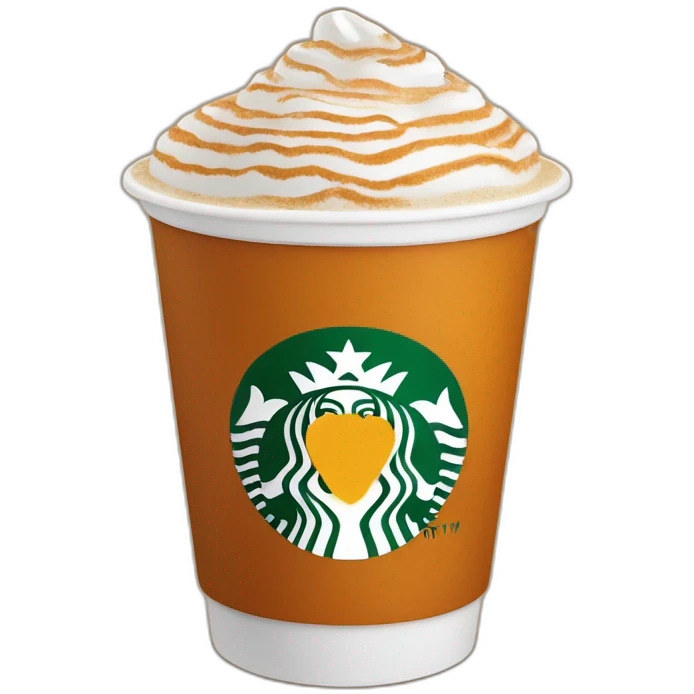 Pumpkin spice latte in a Starbucks cup emoji