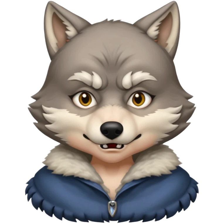 The big bad wolf is wearing Grandma's clothes, yet its face still looks like a wolf's. emoji