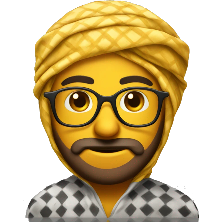 Yellow arab emoji wearing a keffiyeh  emoji