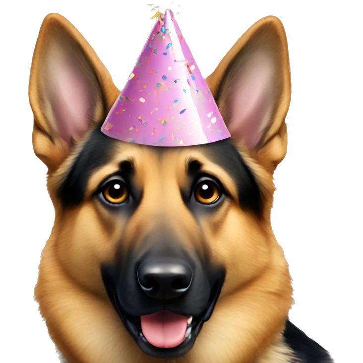German shepherd with a birthday hat  emoji
