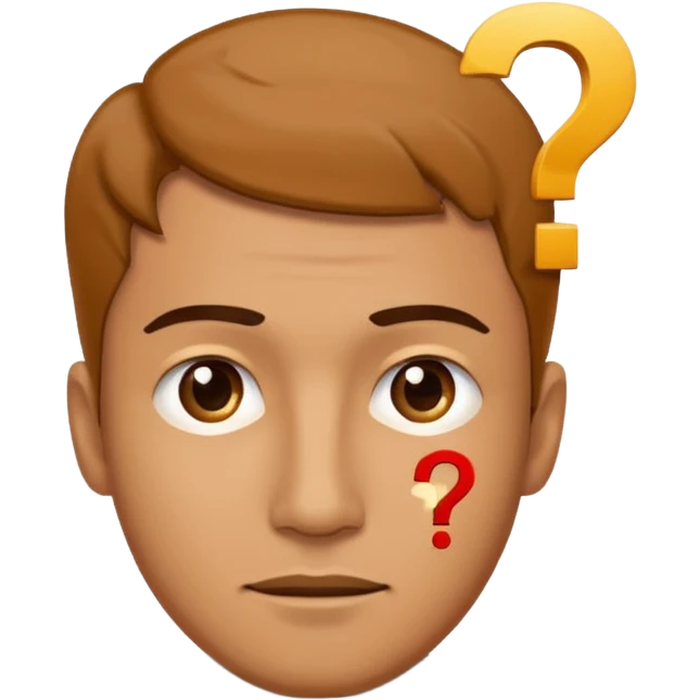 face of a man with a question mark emoji