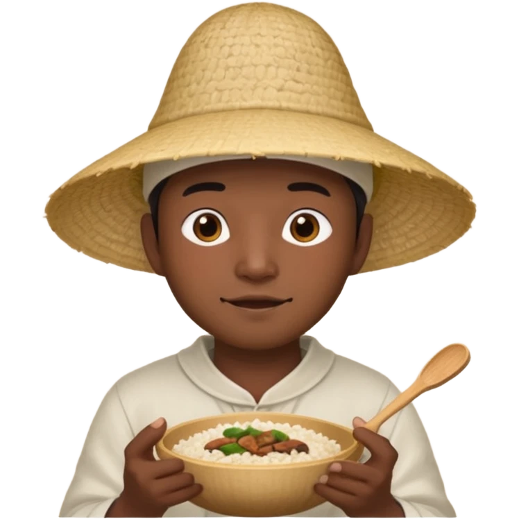 Asian guy with a rice hat eating a bat emoji
