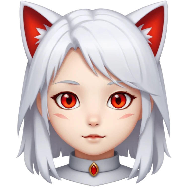 Cute Neko Girl With Red Eyes, White Hair emoji