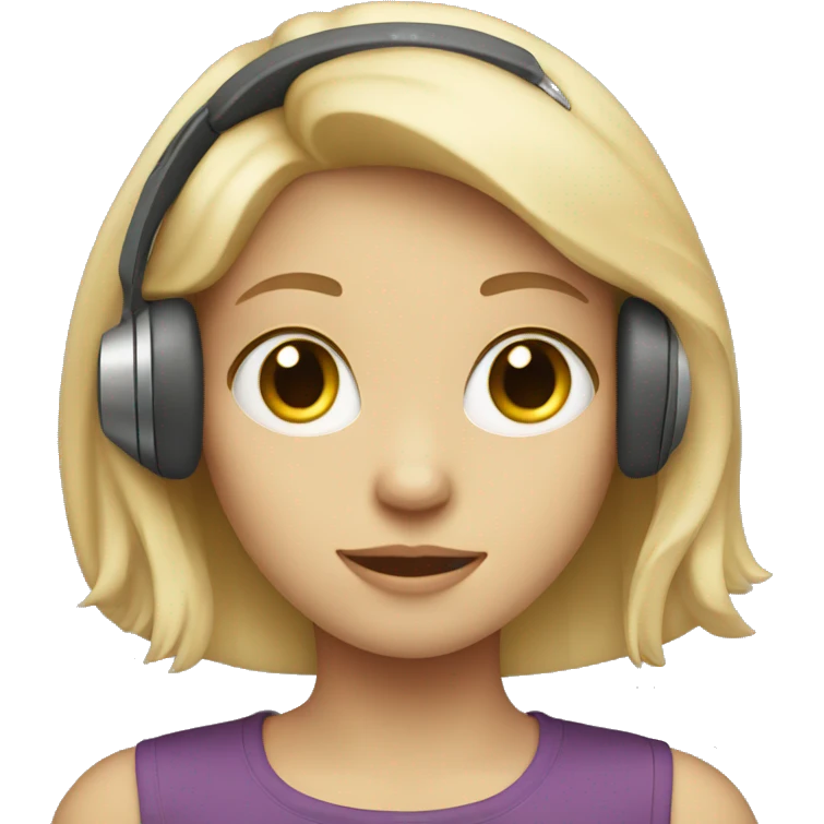 A girl with a pale face wearing headphones emoji