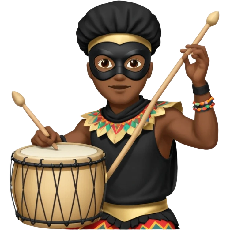Masked Festival Drummer black man emoji
