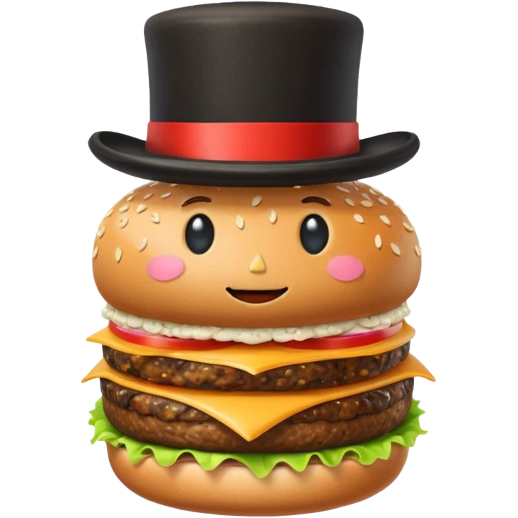 A burger with a top hat emoji