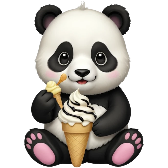 Panda eating ice cream emoji
