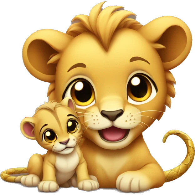 Baby lion and baby snake emoji