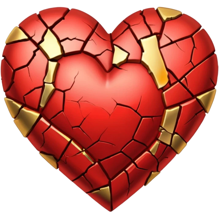 Make a red heart with cracks in it. Make the cracks filled with gold emoji