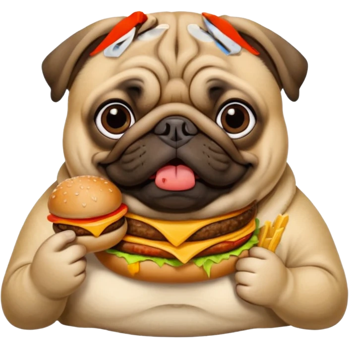 Fat pug eating MacDonalds emoji