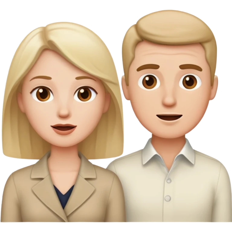 two speaking heads one white man one white woman talking emoji