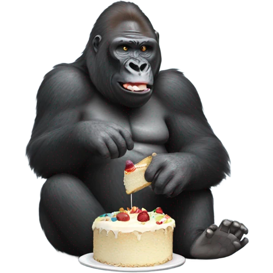 Disabled gorilla eating cake emoji