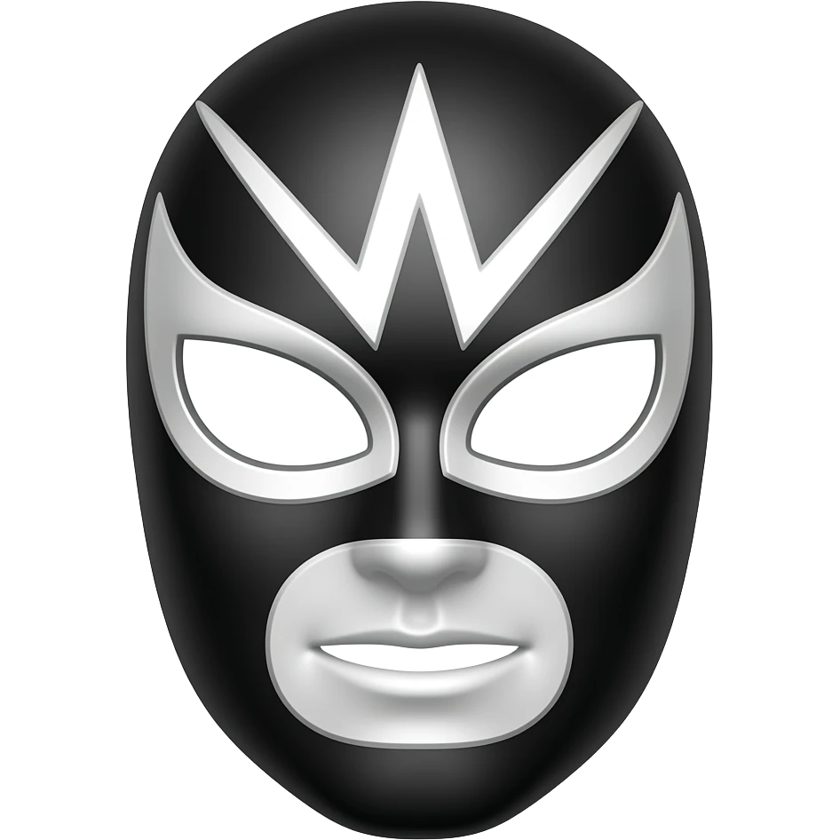 black and white wrestler mask emoji