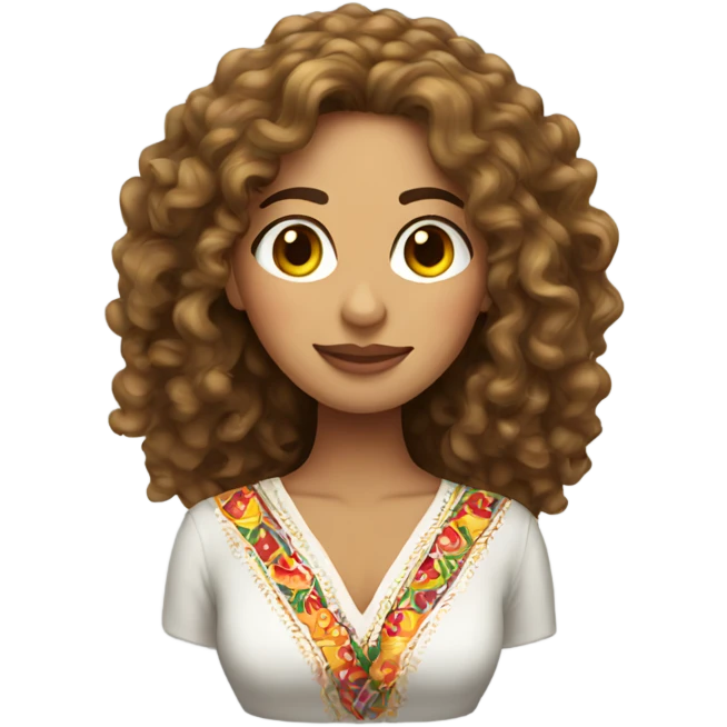 Mexican long curly hair lady emoji