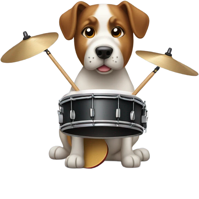 Dog playing the drums emoji