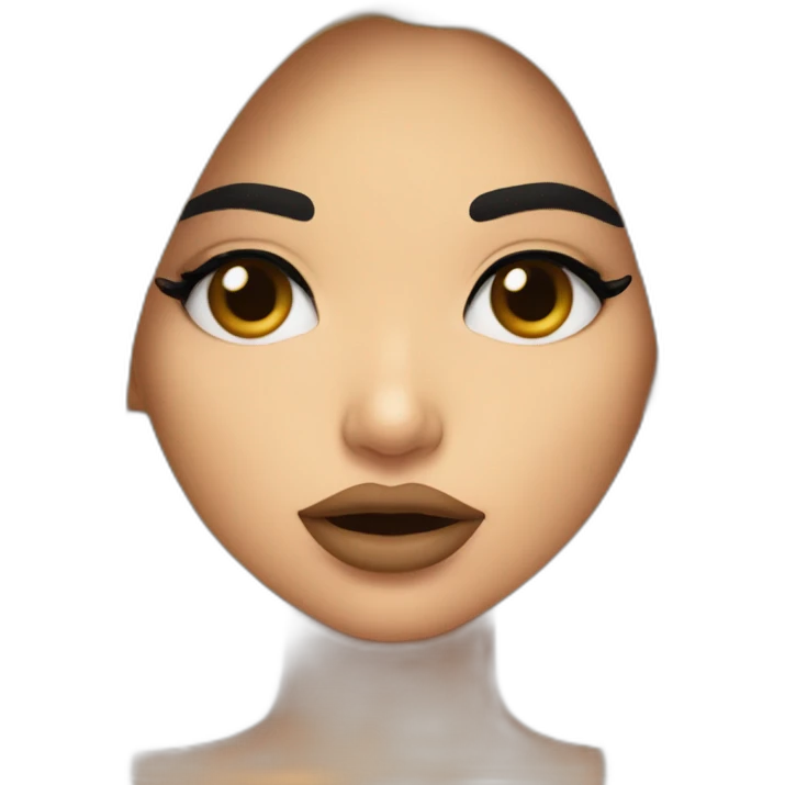 Kylie Jenner with hair to her arms wondering and holding her finger on her lips emoji