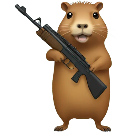 Capybara holding a rifle emoji