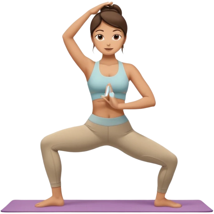 Brunette girl yoga in beige  emoji