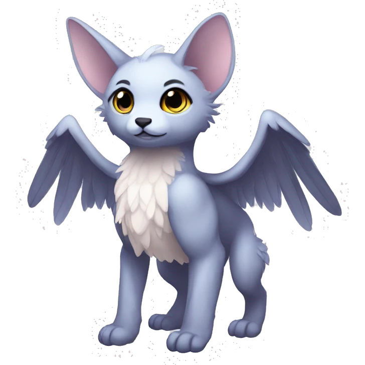 Anthro shy cute kawaii winged animal hybrid full body emoji