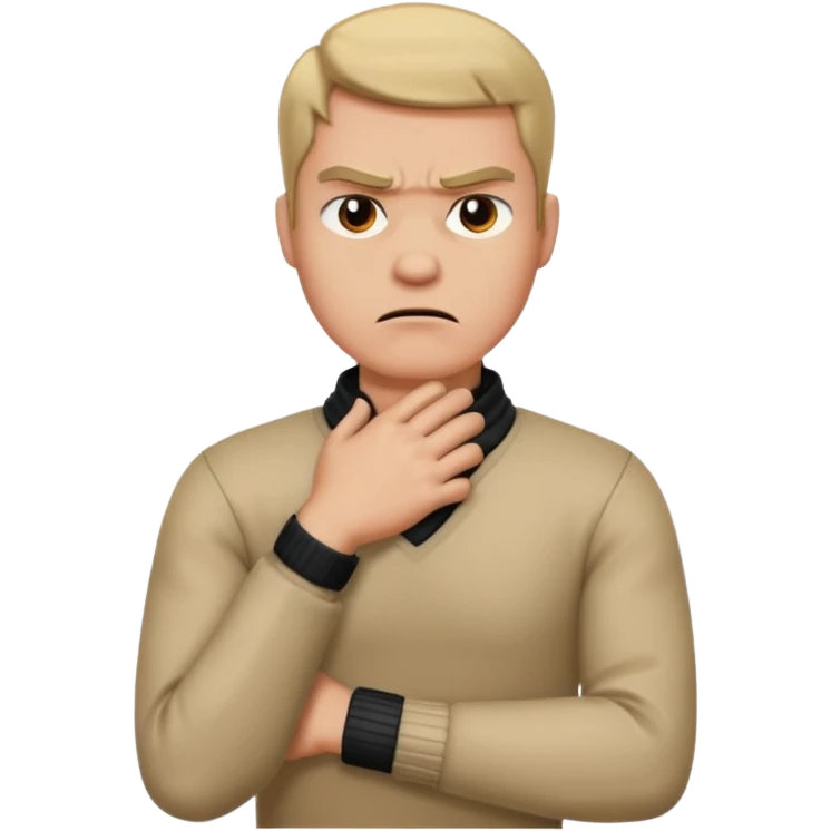 guy holding neck with arm crossed mad emoji