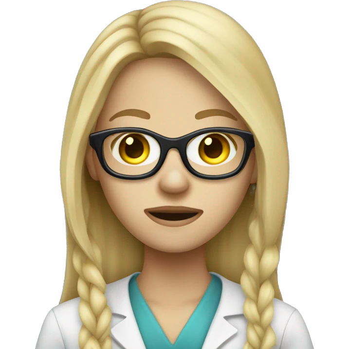 Long blonde hair embalmer girl wearing mask and glasses  emoji