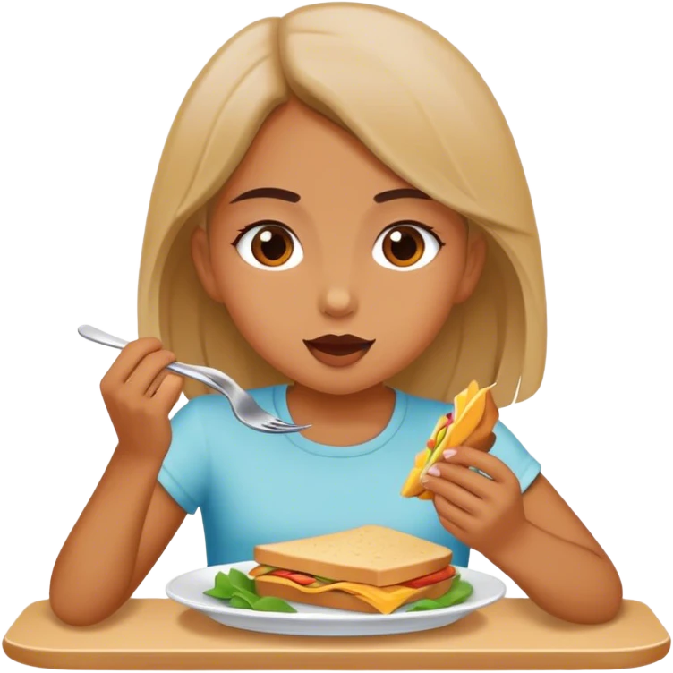 Girl eating lunch emoji