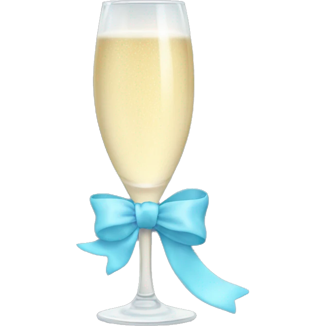 Champagne glass with pastel blue bow on stem emoji