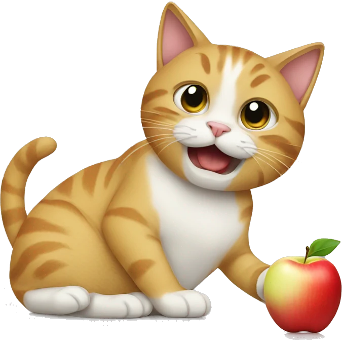 cat eating an apple emoji