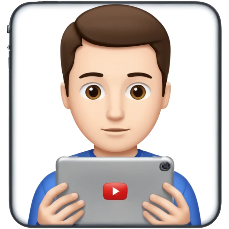 ipad with youtube video with a man on it emoji