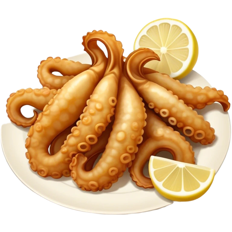 Fried squid Greek snack with a slice of lemon on the side emoji